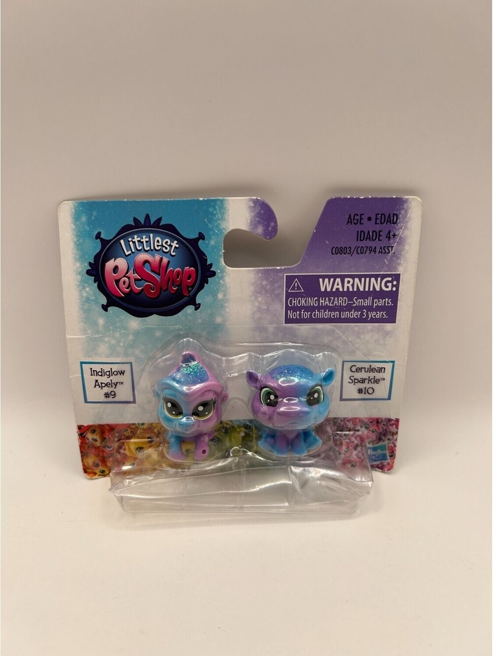 Littlest Pet Shop Indiglow Apely #9 Cerulean Sparkle #10 Mini Figures 2 Pack